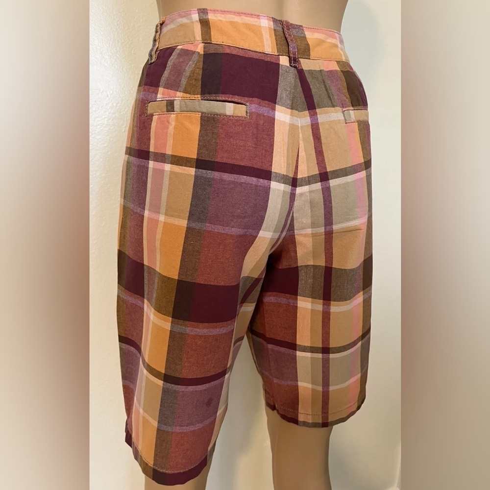 Merona-90's/Y2K Vintage, Womens, Orange, Plaid, Golf, Bermuda Shorts. Size-4 - Picture 6 of 9